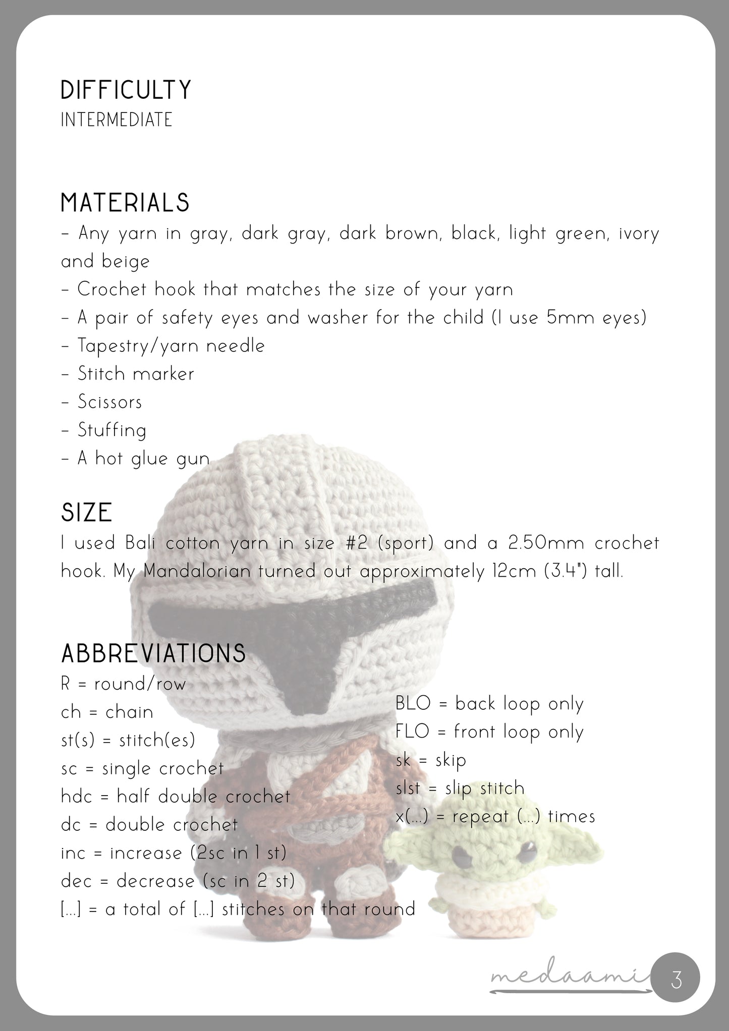 The Mandalorian and Mini Baby Yoda Amigurumi Pattern