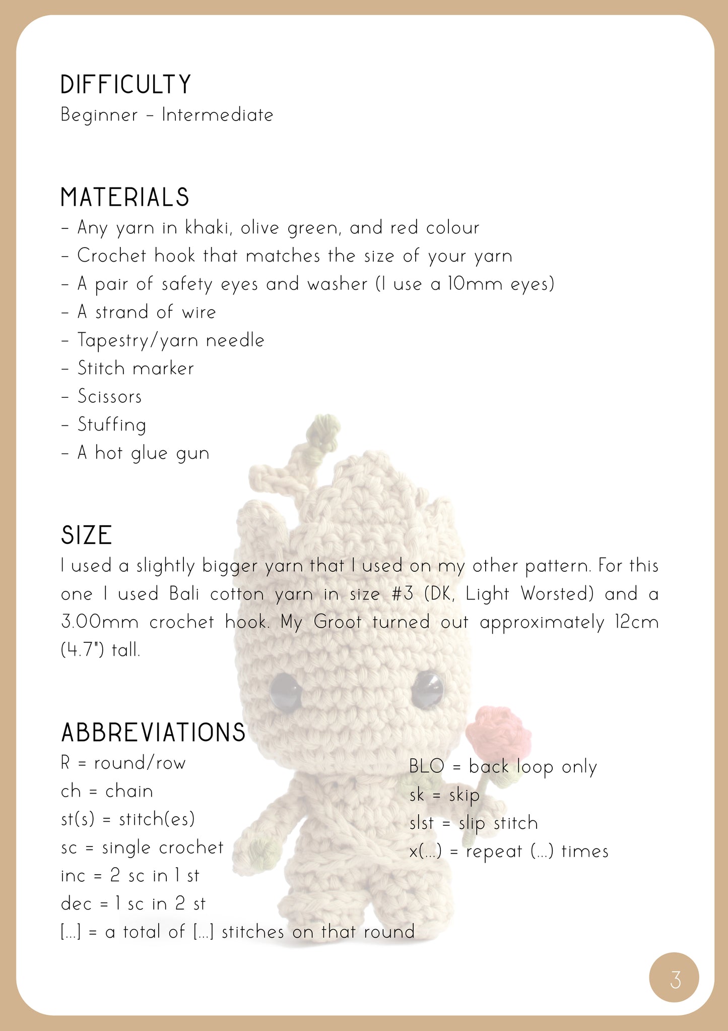 Baby Groot Amigurumi Pattern