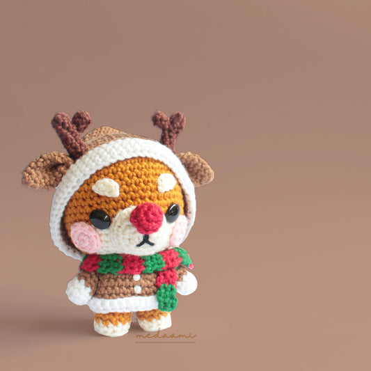 Christmas Reindeer Shiba Inu Amigurumi Pattern