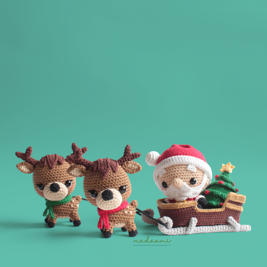 BUNDLE | Christmas Santa and Reindeers Set Amigurumi Patterns