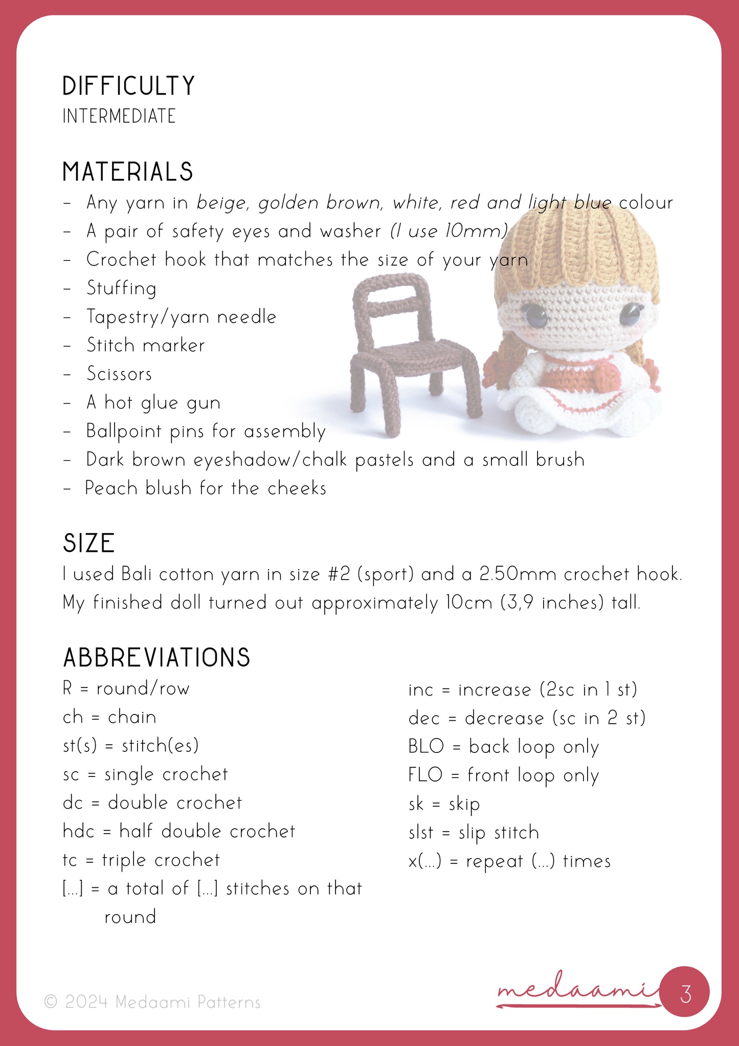 Annabelle Amigurumi Pattern