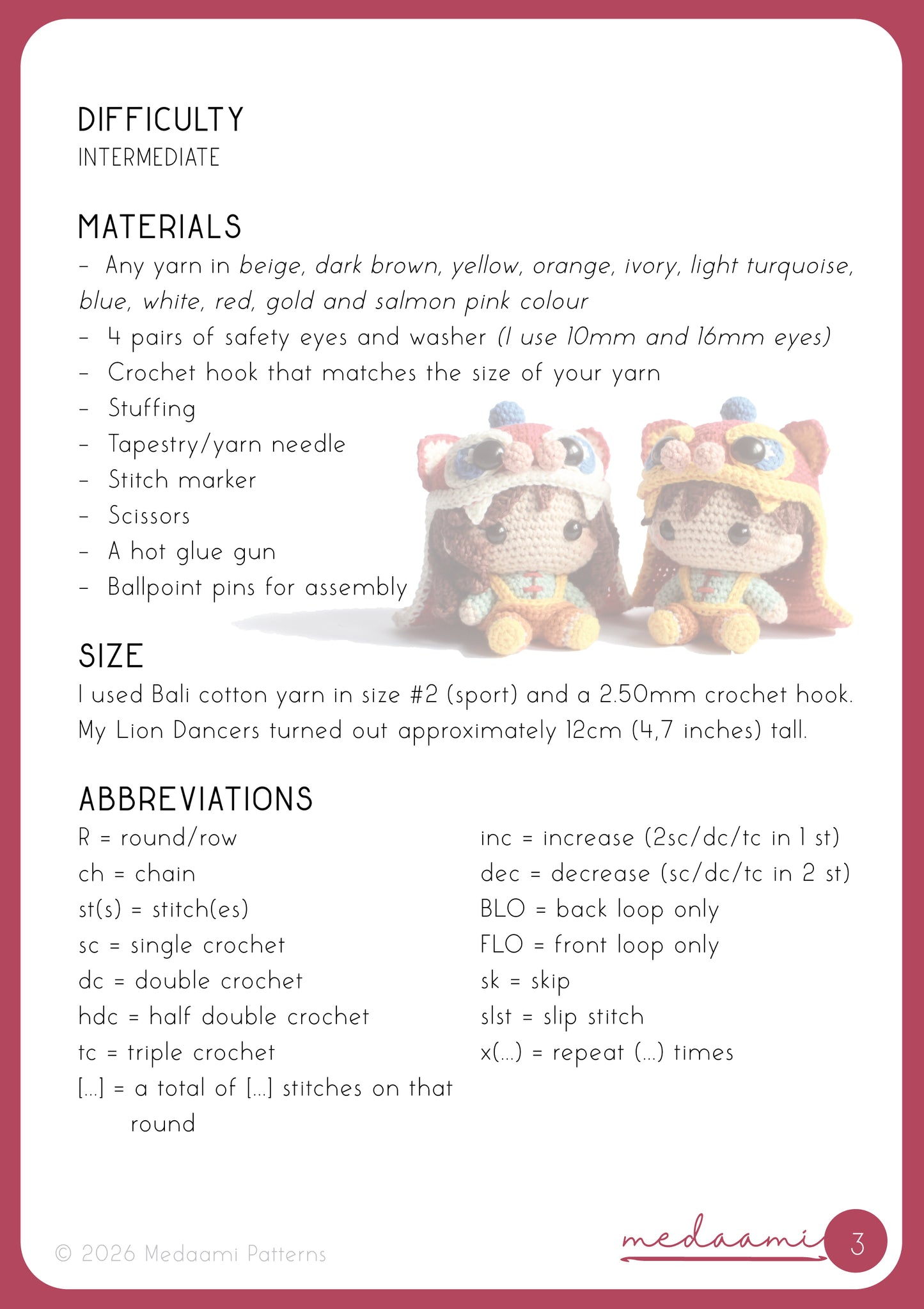 Little Lion Dancers Lunar New Year Amigurumi