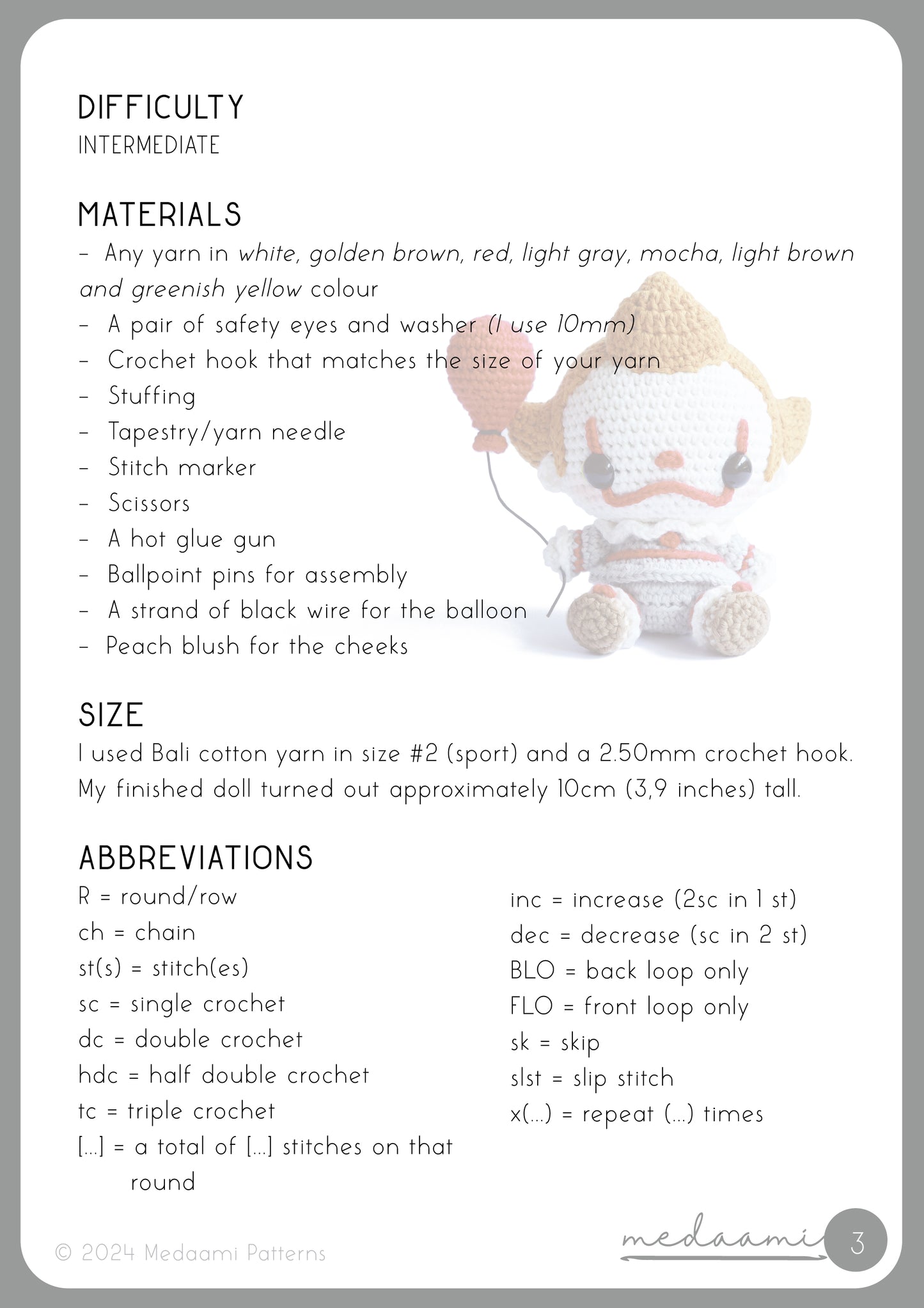 Pennywise Amigurumi Pattern