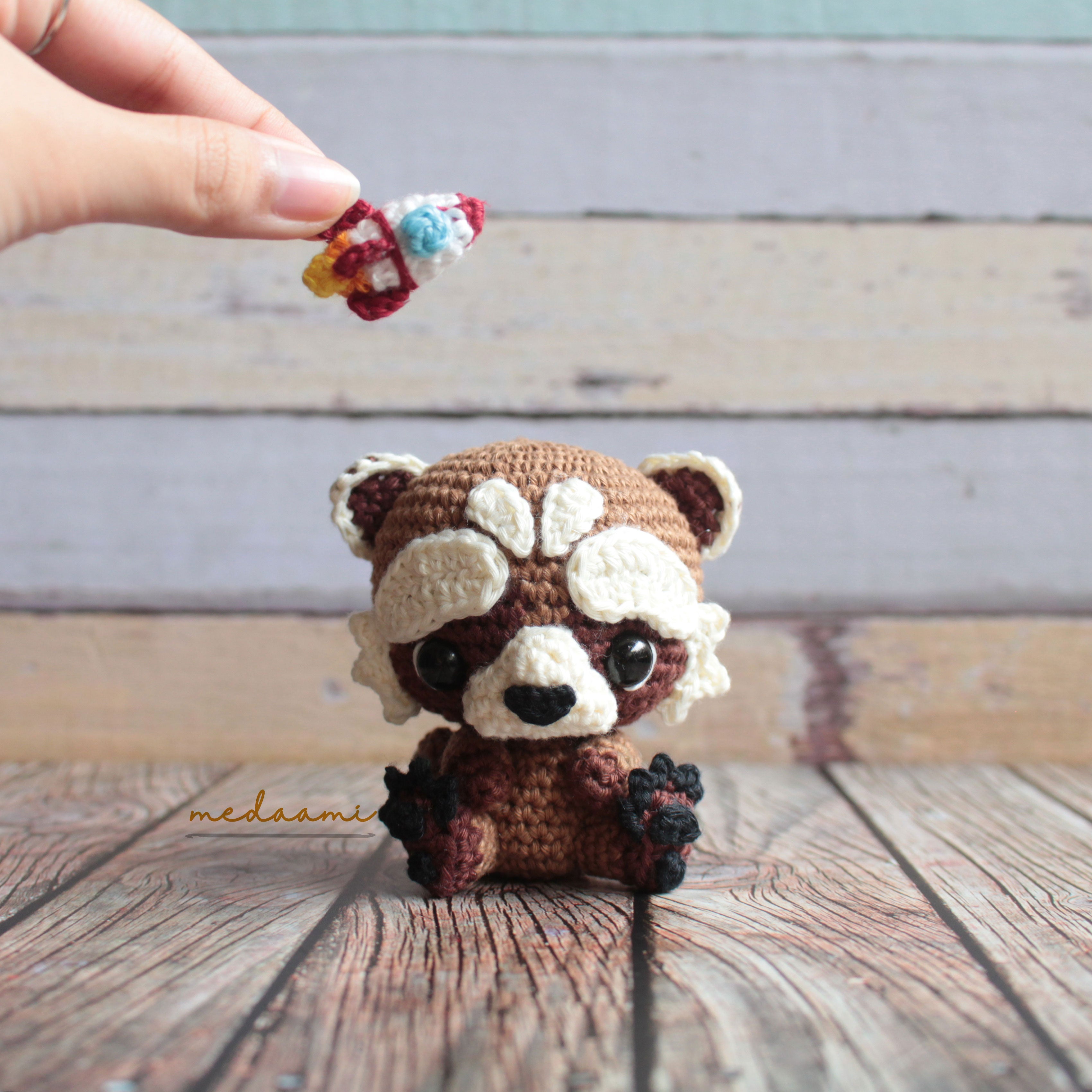 Baby Rocket Raccoon Amigurumi Crochet Doll Pattern Medaami Patterns