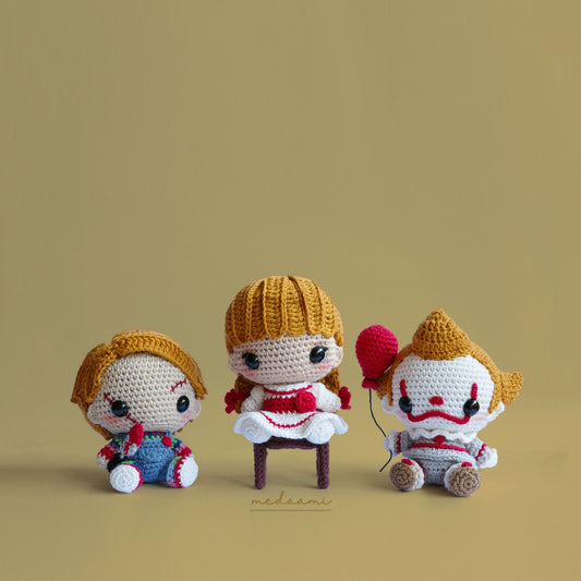 BUNDLE | Annabelle, Chucky and Pennywise Amigurumi Patterns