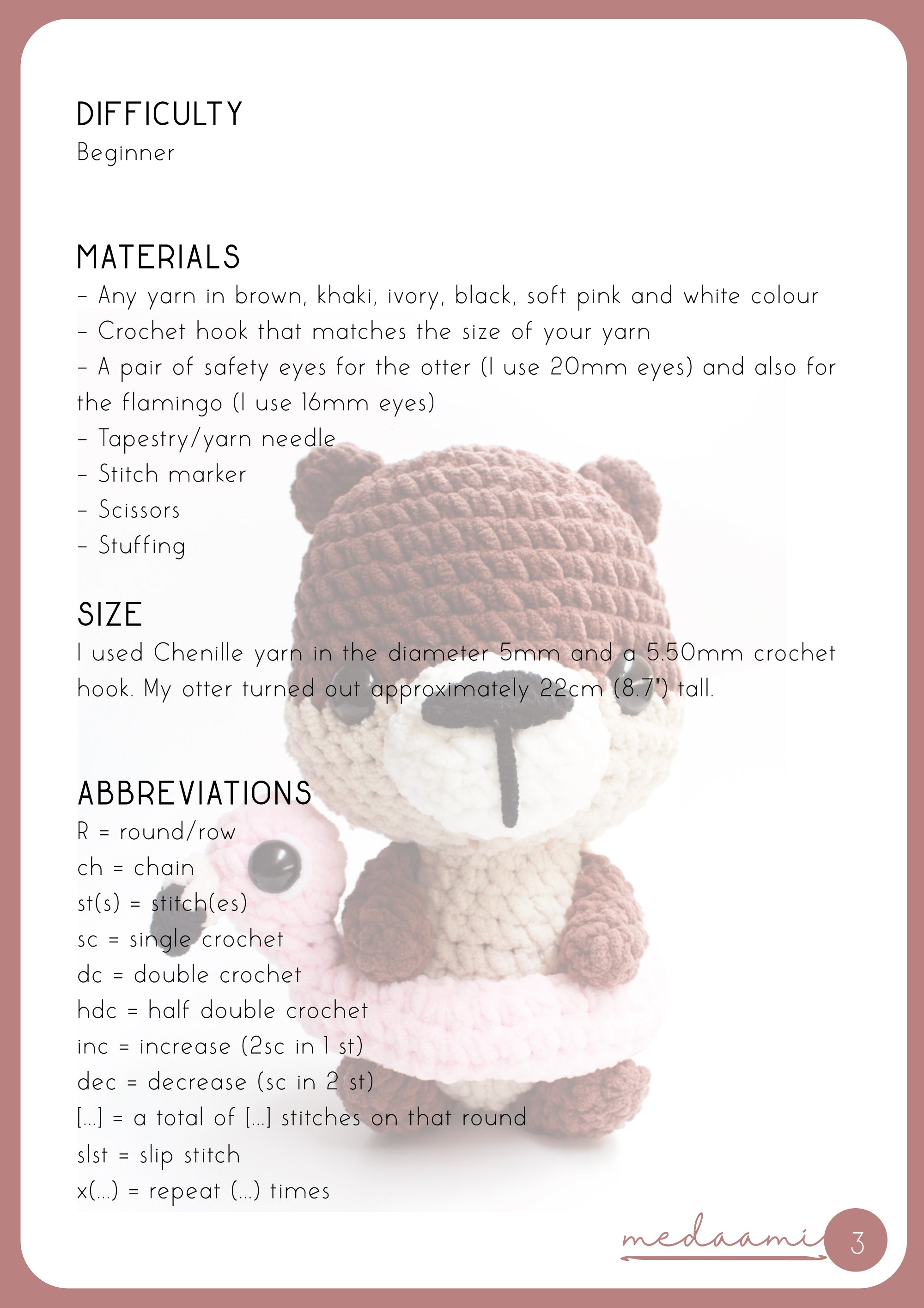 Chunky Walter the Otter Amigurumi Crochet Doll Pattern – Medaami Patterns