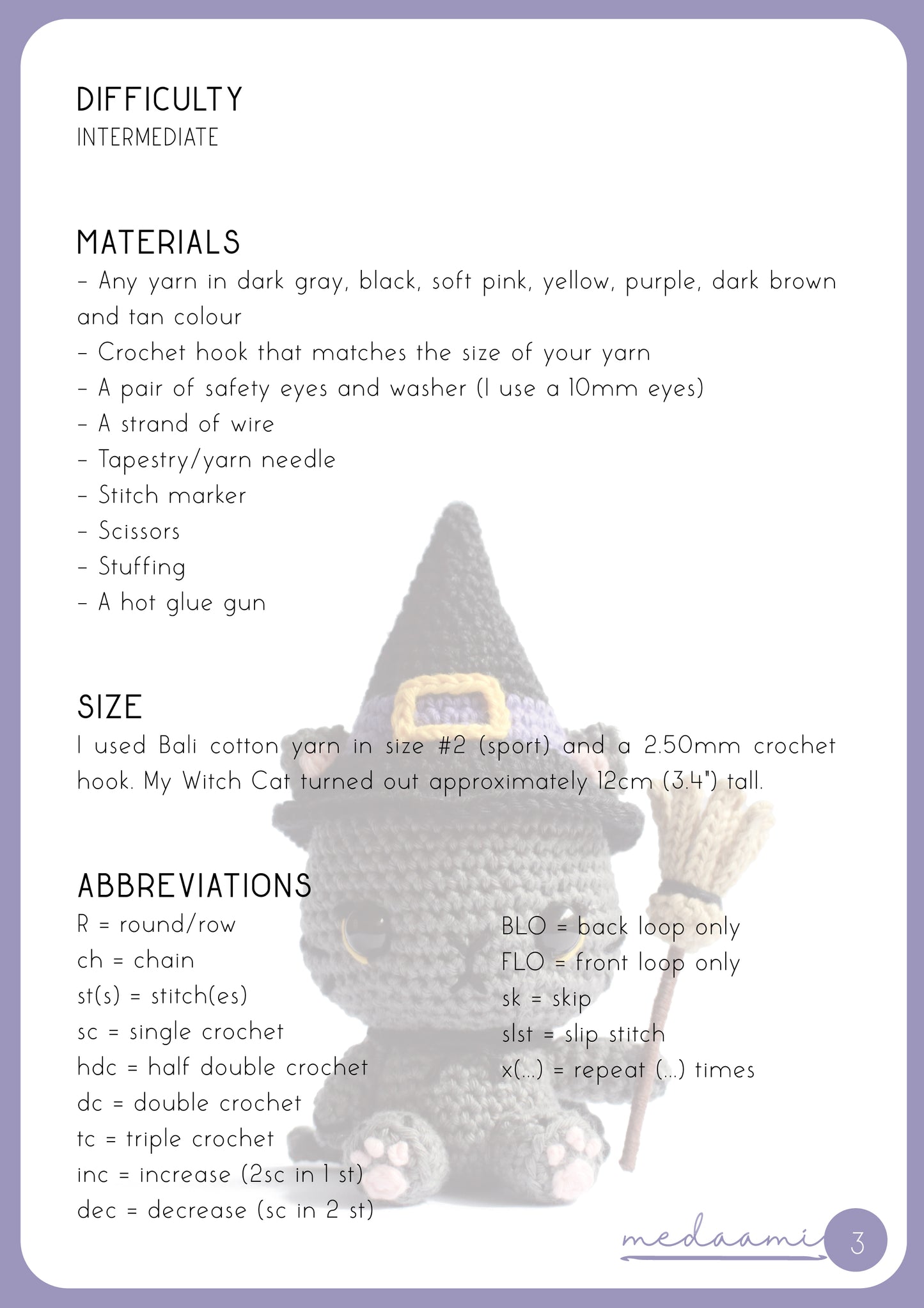 Halloween Witch Cat Amigurumi Pattern