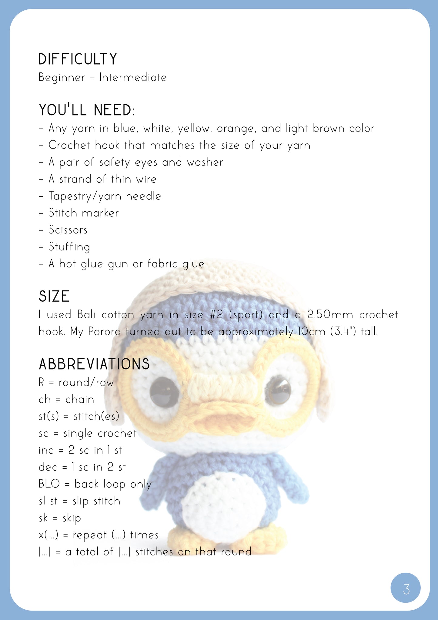 Pororo the Penguin Amigurumi Pattern