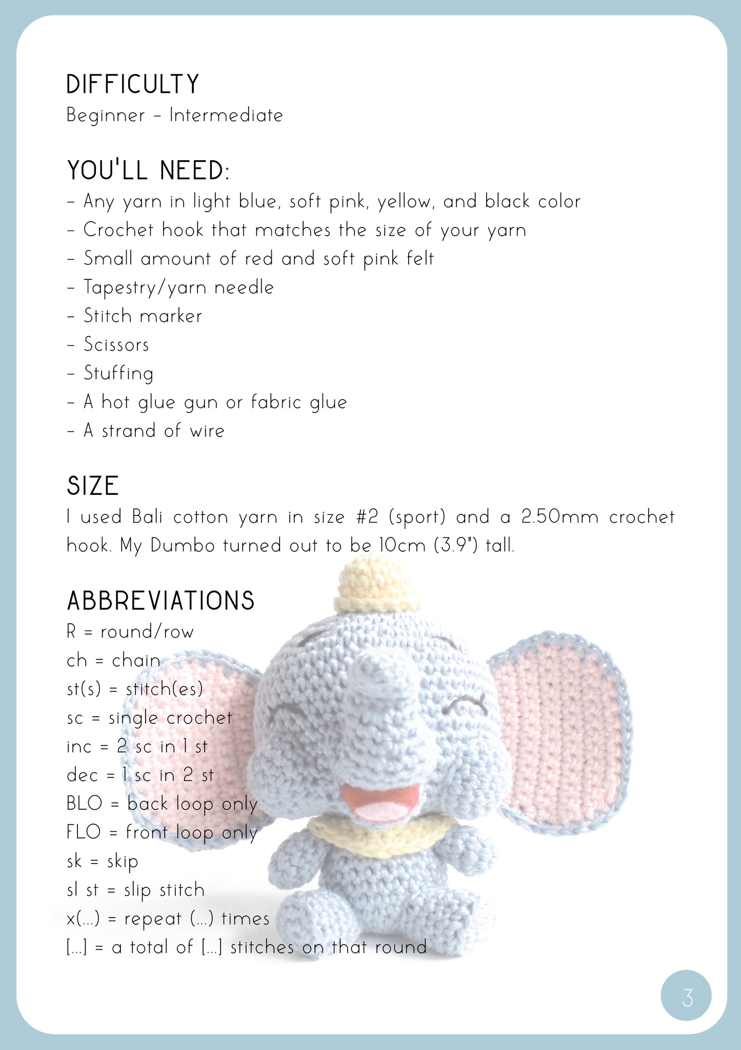 Dumbo the Elephant Amigurumi Pattern