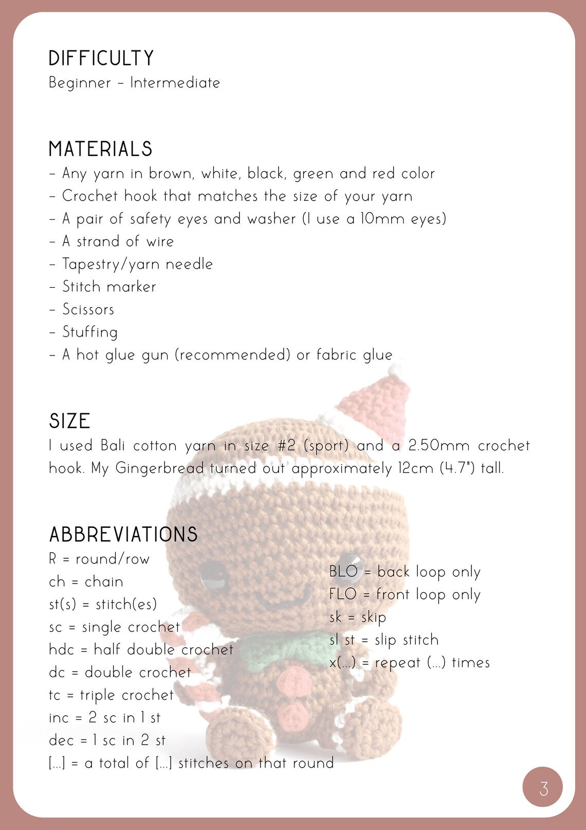 Christmas Gingerbread Man Amigurumi Pattern