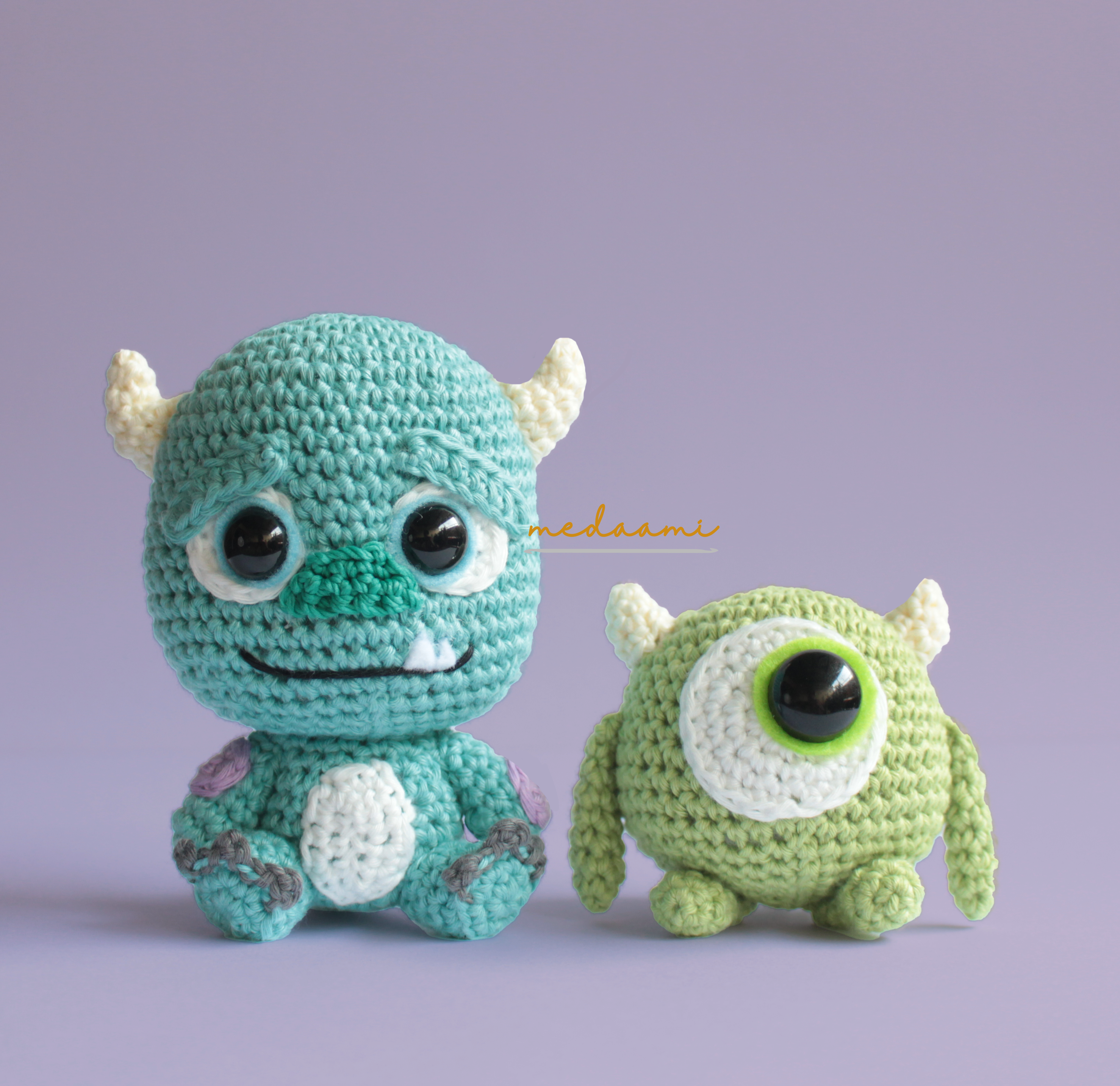 Sulley and Mike Wazowski Monster Inc Amigurumi Crochet Doll Pattern ...
