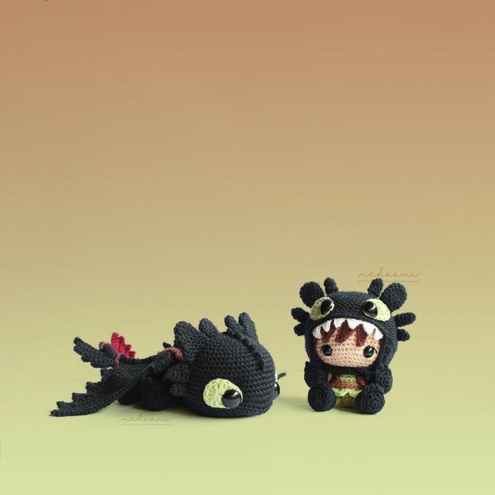 BUNDLE | Toothless and Hiccup with Toothless Costume Amigurumi Pattern ...