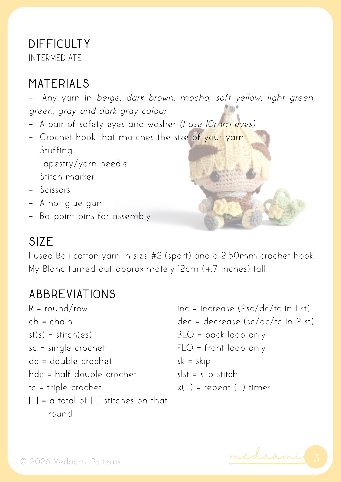 Heartopia Blanc inspired Amigurumi Pattern